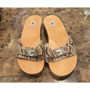 Original Flex Distressed snake Print Suede Cork Buckle Hardware Slide Sandals